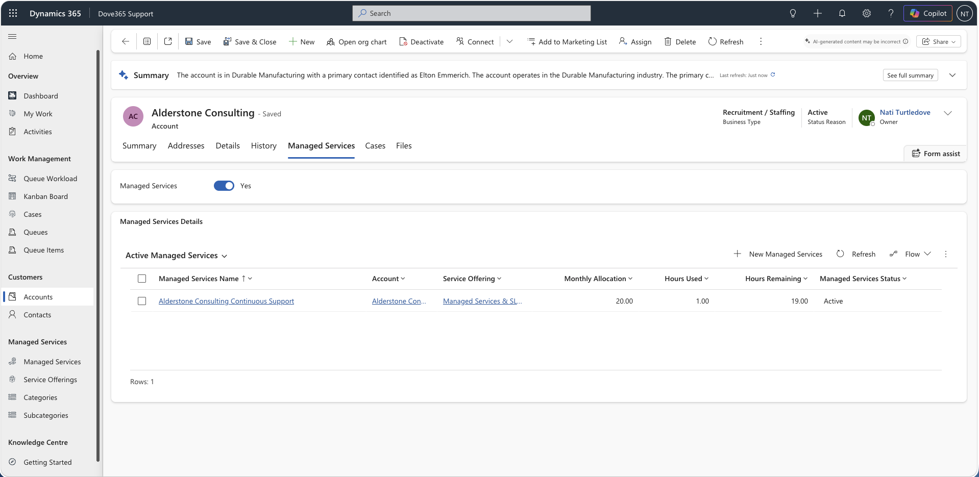 Dove365 Support account managed services